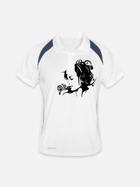 DJane Nofretete - Männer Polo atmungsaktiv - Weiß/Navy - Vorne