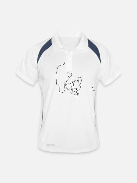 denmark,dänemark - Männer Polo atmungsaktiv - Weiß/Navy - Vorne