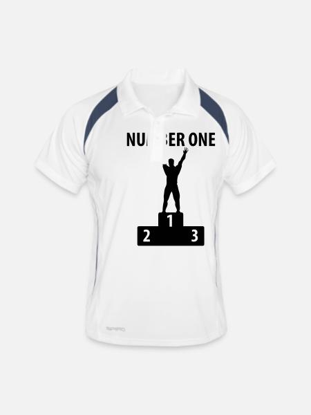 Number One - Men's Polo breathable - white/navy - Front