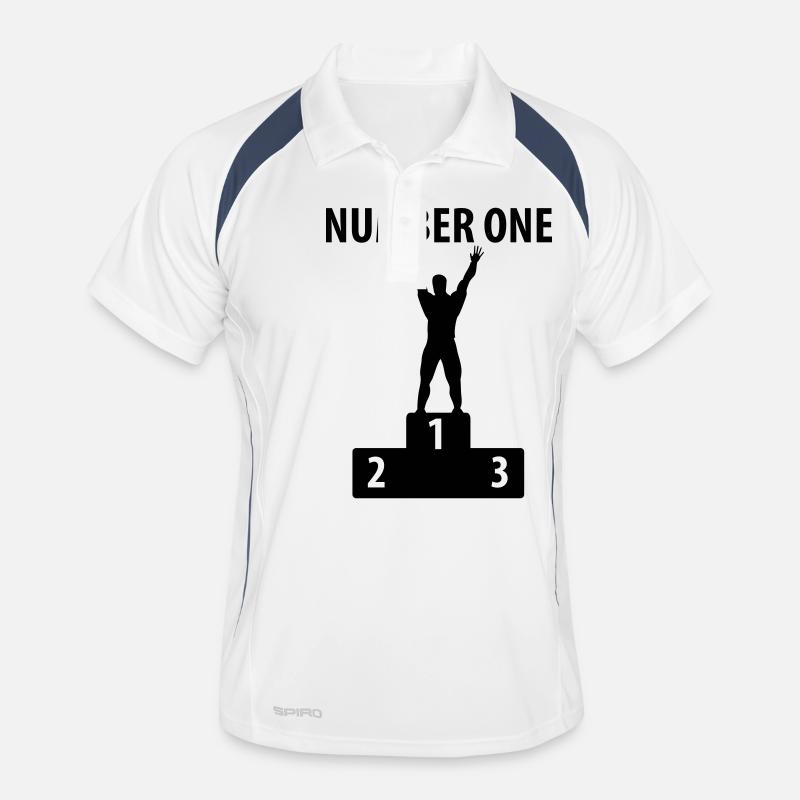 Number One - Männer Polo atmungsaktiv - Weiß/Navy
