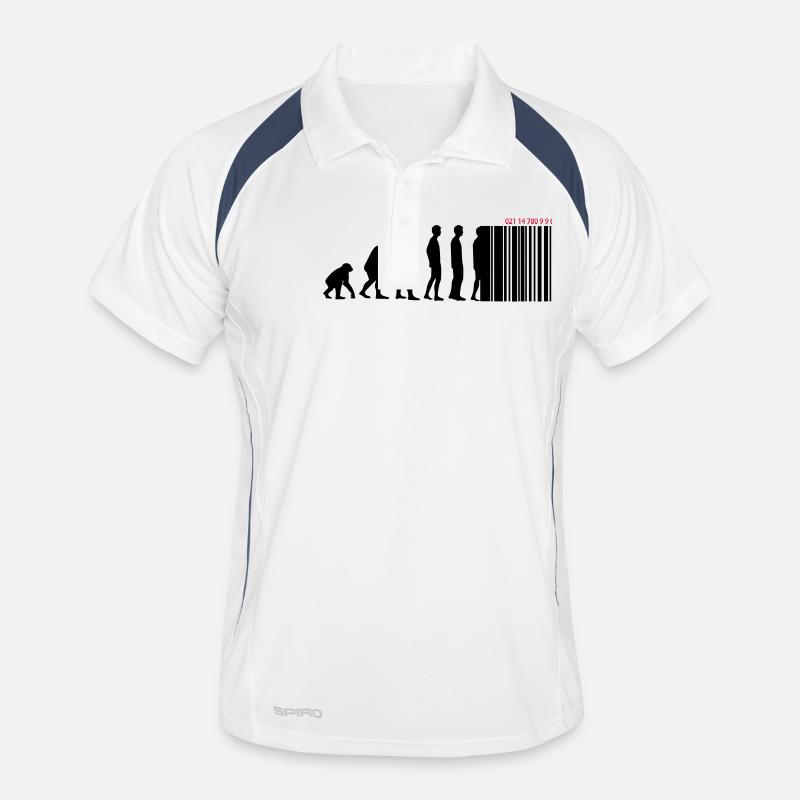 DARWIN - EVOLUTION SOCIETE - CODE BARRE - Polo respirant Homme - blanc/marine