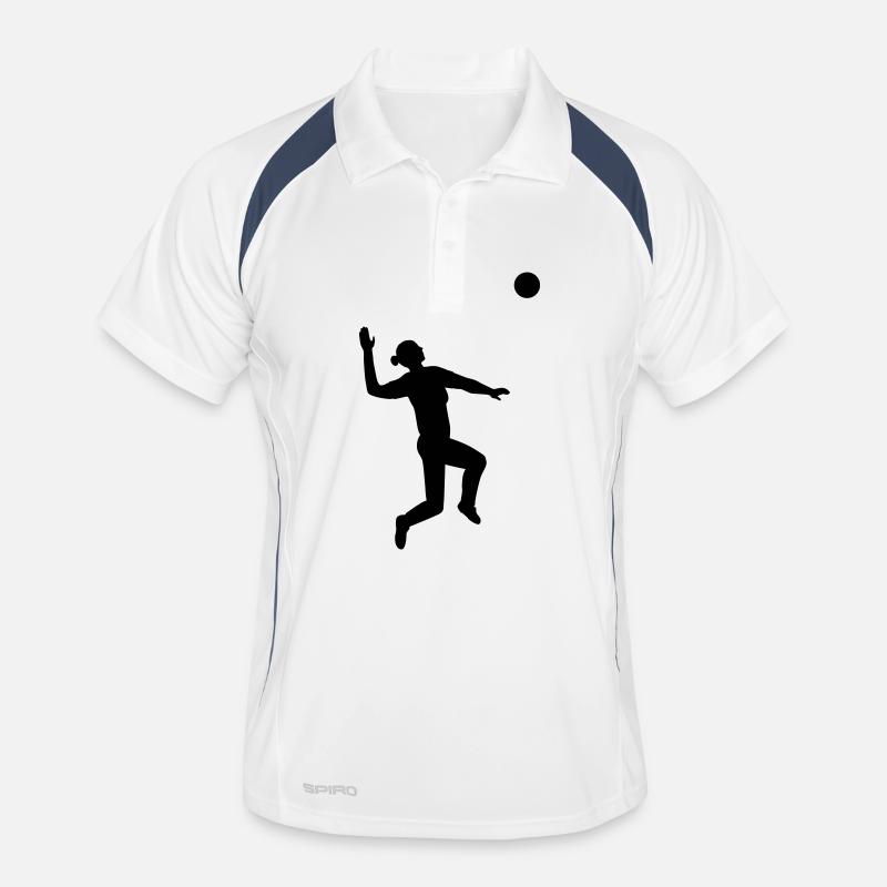 Graceful Volleyball Jump Black Men's Polo breathable