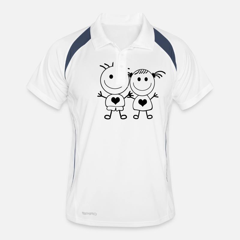 Junge und Mädchen - Strichmännchen-Paar Männer Polo atmungsaktiv