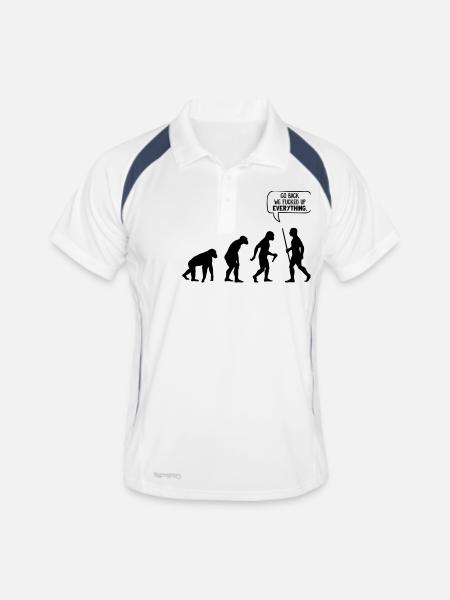 Go back We f… up - Männer Polo atmungsaktiv - Weiß/Navy - Vorne