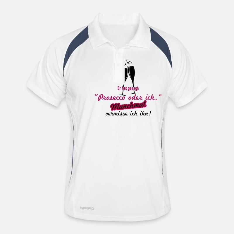Prosecco oder ich - Männer Polo atmungsaktiv - Weiß/Navy