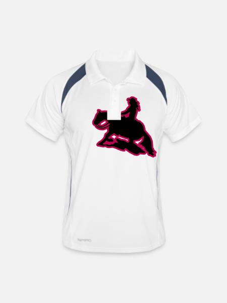 Westernreiten Frau Sliding Stop Slider pink - Männer Polo atmungsaktiv - Weiß/Navy - Vorne