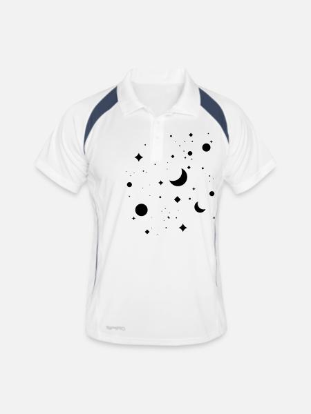 Sternenhimmel - Männer Polo atmungsaktiv - Weiß/Navy - Vorne