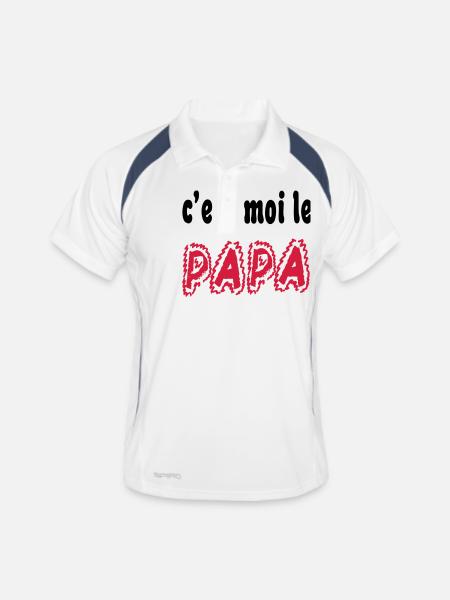 C'est moi le PAPA - Polo respirant Homme - blanc/marine - Devant