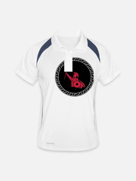 spartan 02 - Männer Polo atmungsaktiv - Weiß/Navy - Vorne