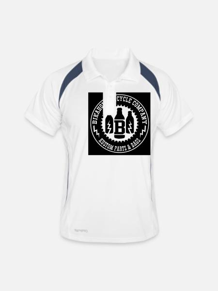 Round Logo - Männer Polo atmungsaktiv - Weiß/Navy - Vorne