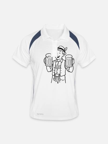 Garçon de bière - Polo respirant Homme - blanc/marine - Devant