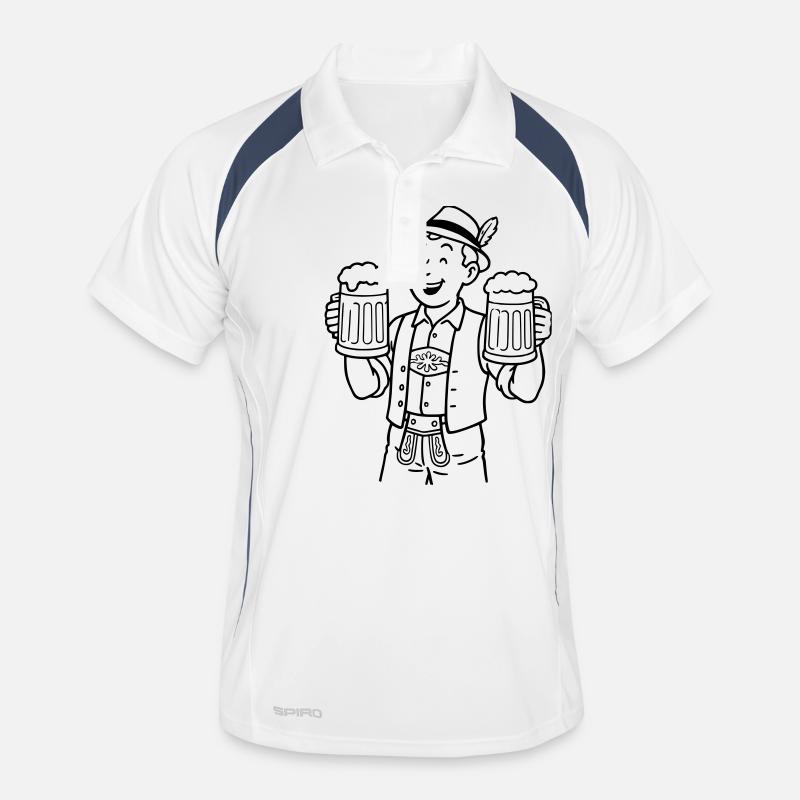 Bierjunge - Männer Polo atmungsaktiv - Weiß/Navy