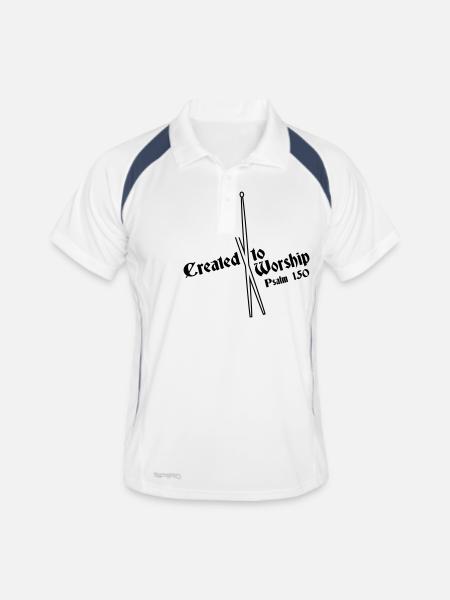Created to Worship - Männer Polo atmungsaktiv - Weiß/Navy - Vorne