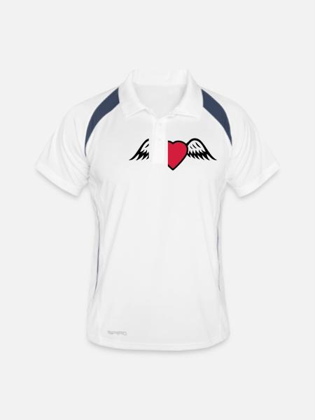 Herz Flügel - Männer Polo atmungsaktiv - Weiß/Navy - Vorne