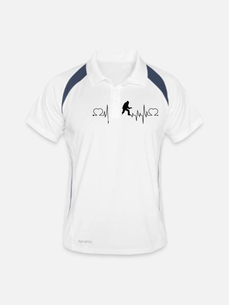 Herzschlag Feuerwehr - Männer Polo atmungsaktiv - Weiß/Navy - Vorne