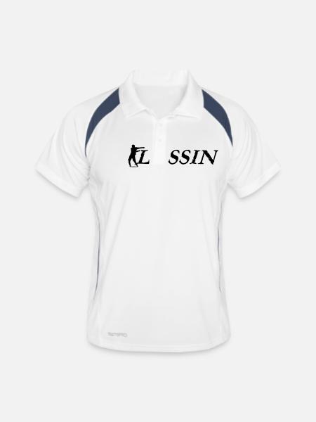 flossin - Männer Polo atmungsaktiv - Weiß/Navy - Vorne