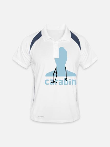 carabin - Männer Polo atmungsaktiv - Weiß/Navy - Vorne