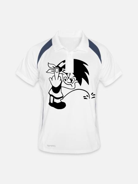 pisser 2 - Männer Polo atmungsaktiv - Weiß/Navy - Vorne