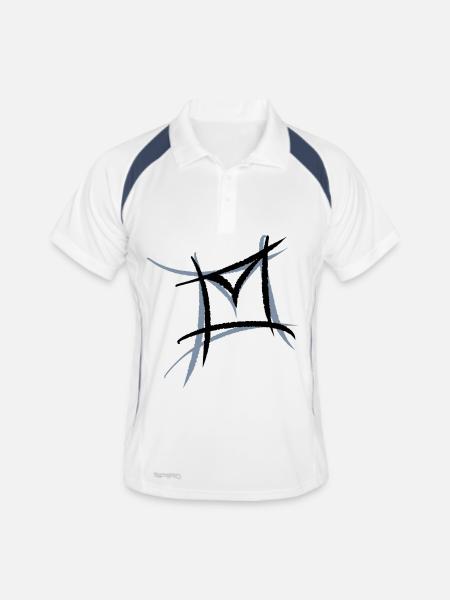 E-mail, icône d’enveloppe. Philatéliste - Polo respirant Homme - blanc/marine - Devant