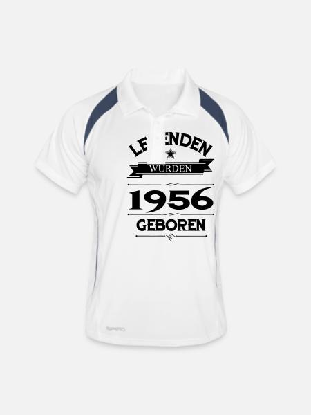 1956 - Männer Polo atmungsaktiv - Weiß/Navy - Vorne