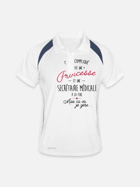 princesse et secrétaire médicale - Polo respirant Homme - blanc/marine - Devant
