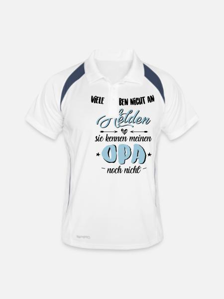 Opa Held - Männer Polo atmungsaktiv - Weiß/Navy