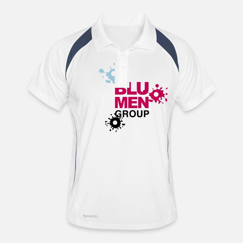 blumen group - Männer Polo atmungsaktiv - Weiß/Navy