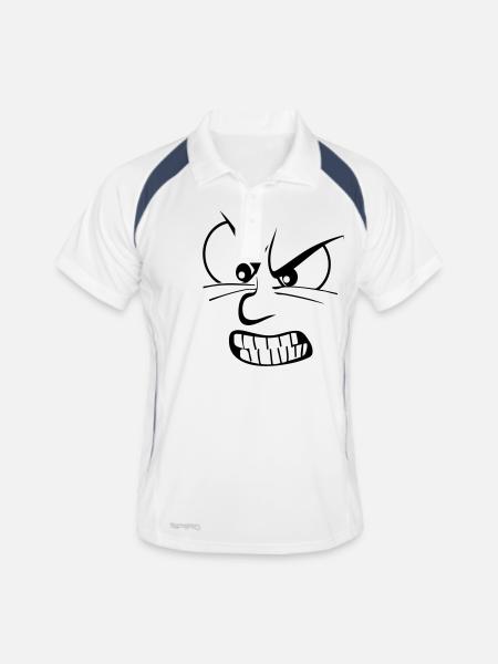 Wut / wütend / Zorn / furious - Männer Polo atmungsaktiv - Weiß/Navy - Vorne