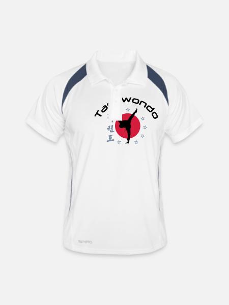 taekwondo_3 - Männer Polo atmungsaktiv - Weiß/Navy - Vorne