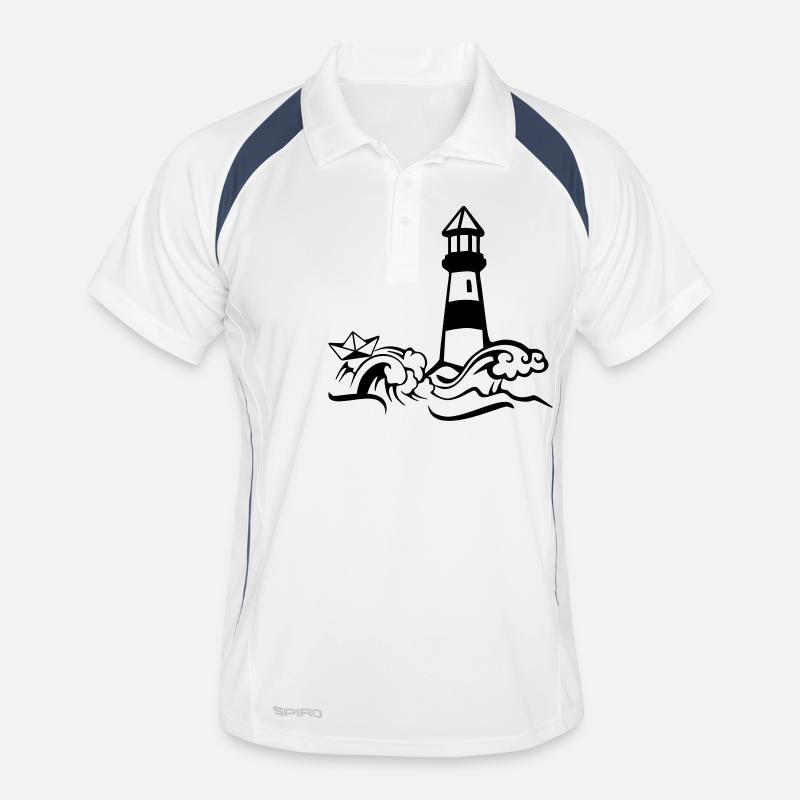 Lighthouse paper ship Men's Polo breathable