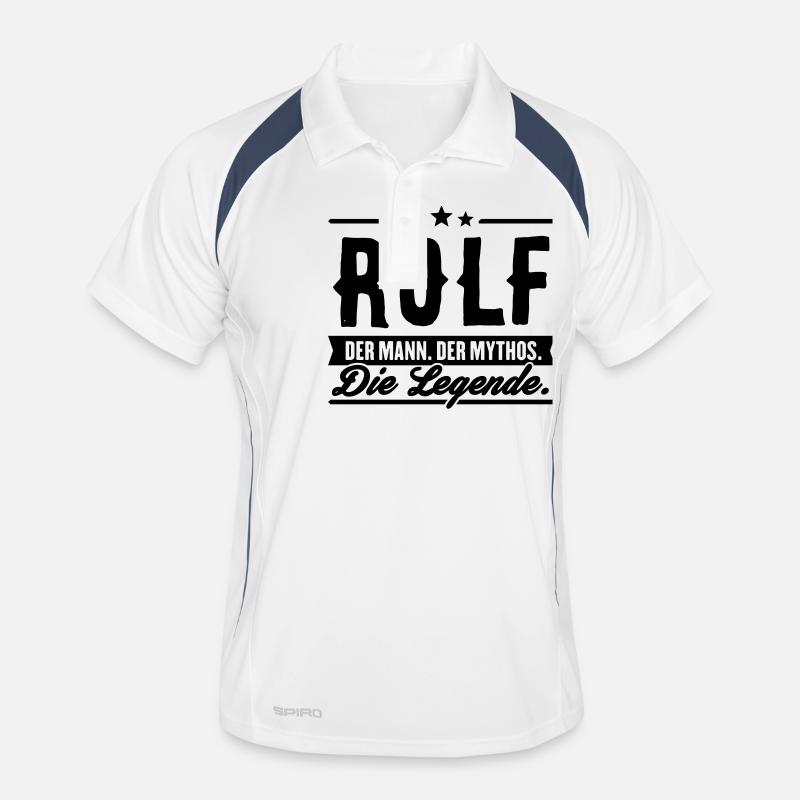 Mann Mythos Legende Rolf - Männer Polo atmungsaktiv - Weiß/Navy
