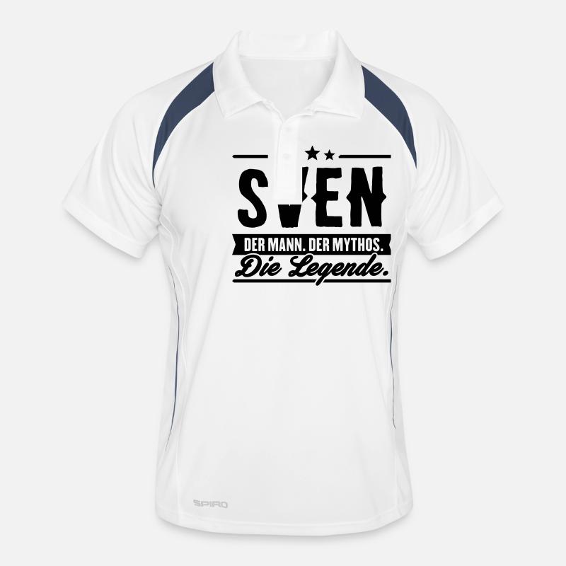 Mann Mythos Legende Sven - Männer Polo atmungsaktiv - Weiß/Navy