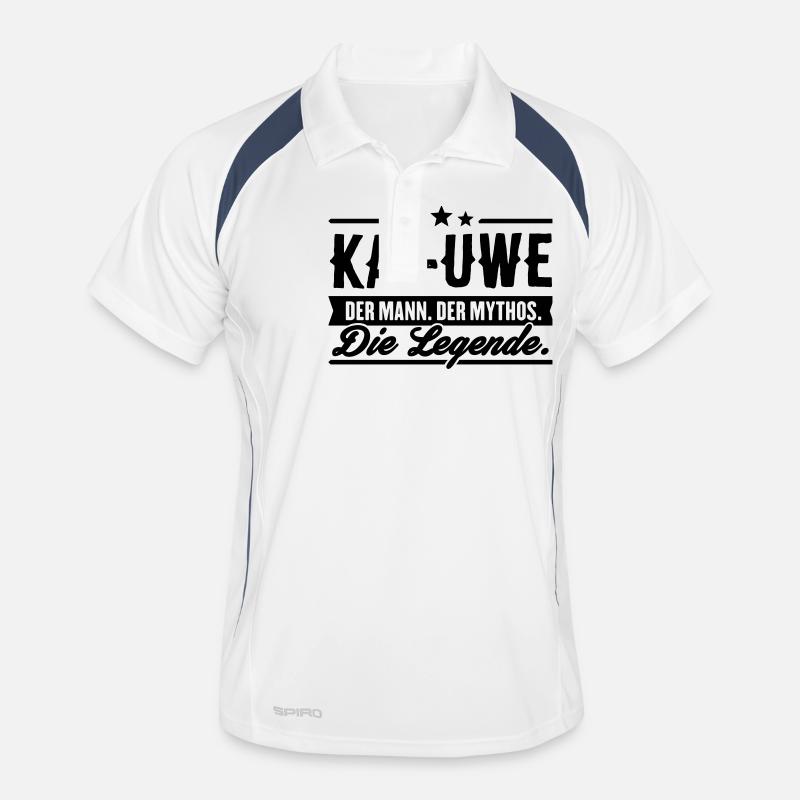 Mann Mythos Legende Kai-Uwe - Männer Polo atmungsaktiv - Weiß/Navy