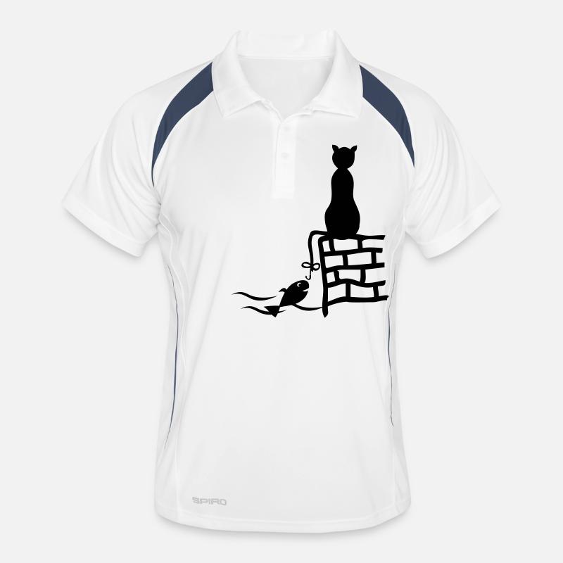 Fischer katze - Männer Polo atmungsaktiv - Weiß/Navy