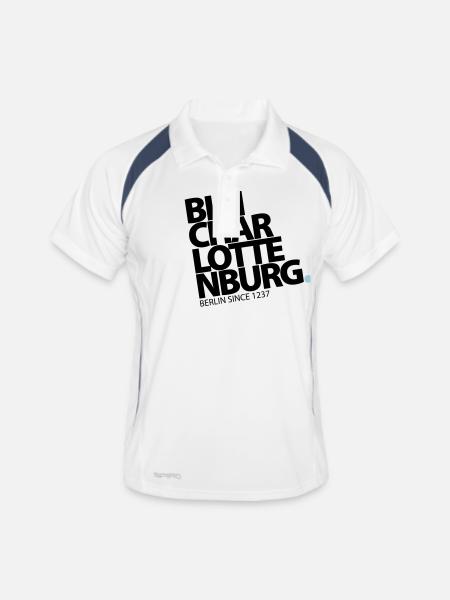Berlin Charlottenburg - Männer Polo atmungsaktiv - Weiß/Navy - Vorne