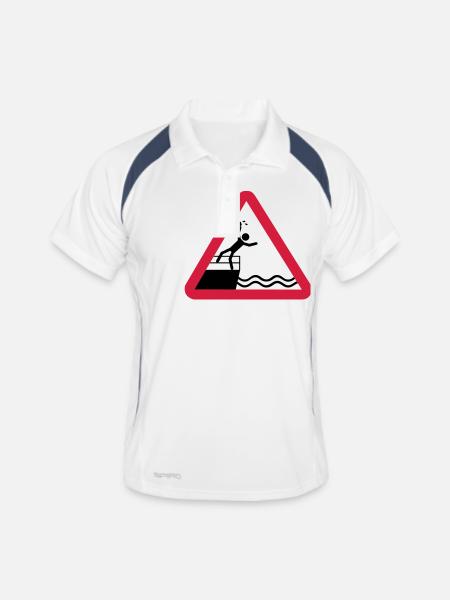 Bitte kein Bier Verschütten! - Männer Polo atmungsaktiv - Weiß/Navy - Vorne