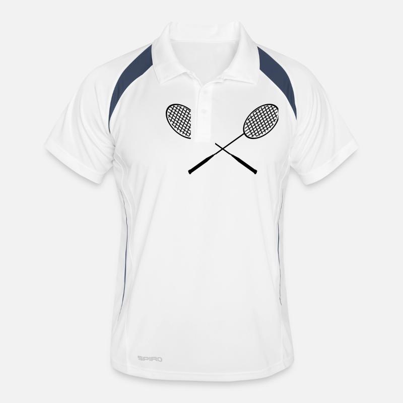 badminton rackets - Männer Polo atmungsaktiv - Weiß/Navy