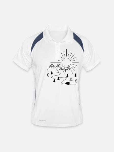 Camping-car - Polo respirant Homme - blanc/marine - Devant