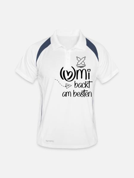 Omi backt am besten - Männer Polo atmungsaktiv - Weiß/Navy - Vorne