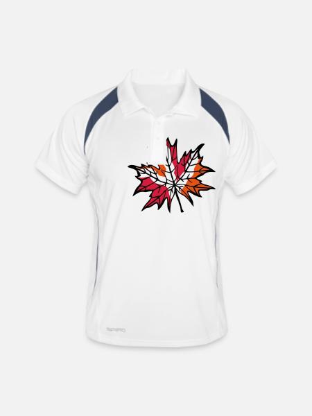 herbstblatt 1 - Männer Polo atmungsaktiv - Weiß/Navy - Vorne