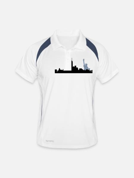 manhatten skyline - Polo respirant Homme - blanc/marine - Devant
