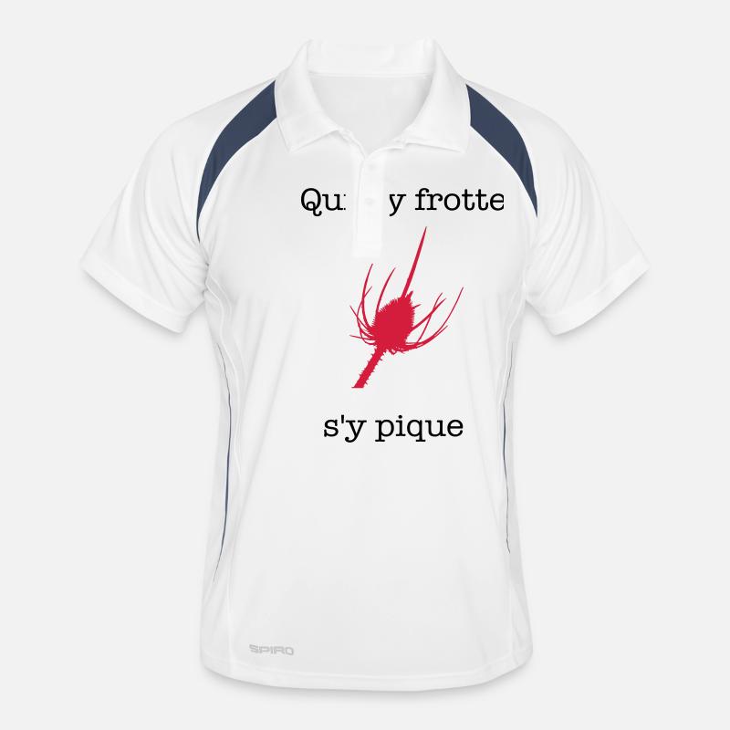 pique - Männer Polo atmungsaktiv - Weiß/Navy