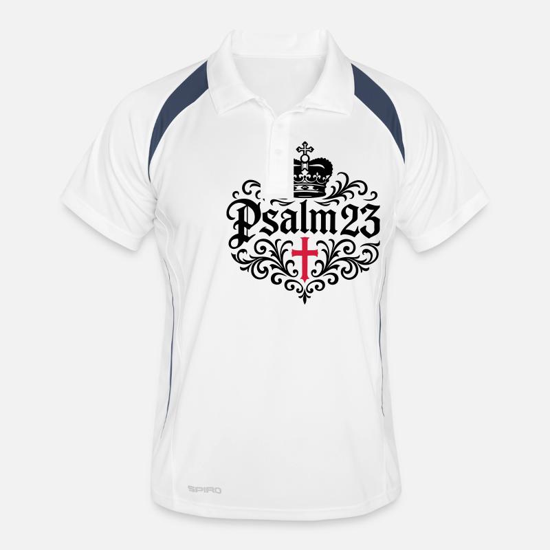 Psalm 23 Bibelvers - Männer Polo atmungsaktiv - Weiß/Navy