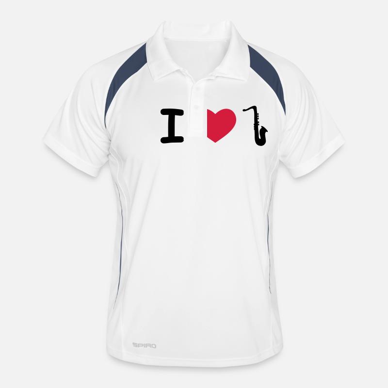 Saxophon - Männer Polo atmungsaktiv - Weiß/Navy