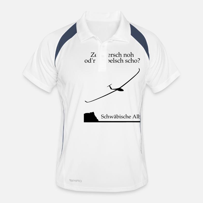 Zentrierst Du noch - Männer Polo atmungsaktiv - Weiß/Navy