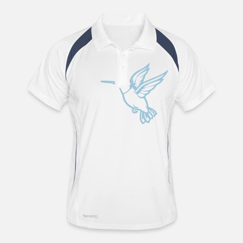 kolibri vogel - Männer Polo atmungsaktiv - Weiß/Navy