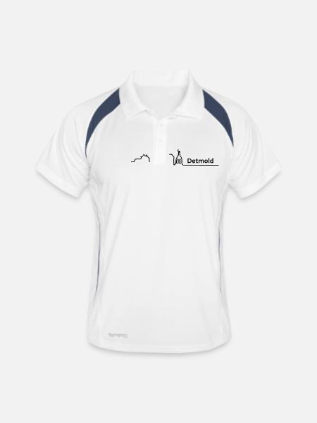 detmold skyline - Männer Polo atmungsaktiv - Weiß/Navy - Vorne