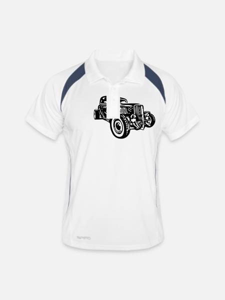 Hot Rod - Männer Polo atmungsaktiv - Weiß/Navy - Vorne