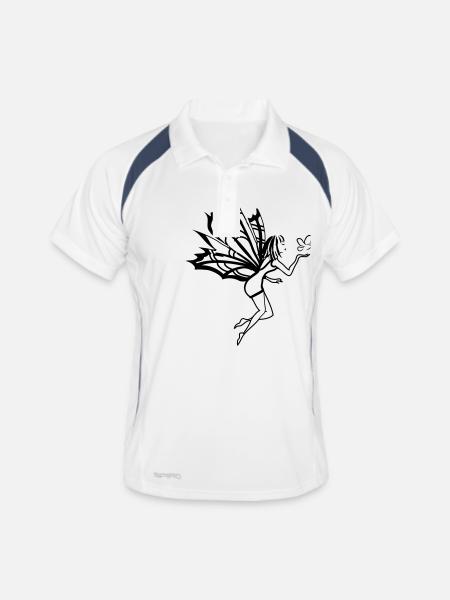 Oiseau aile de fée - Polo respirant Homme - blanc/marine - Devant