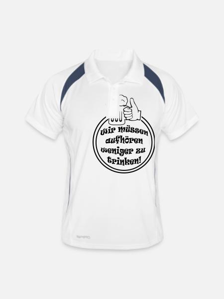 aufhoeren_weniger_zu_trinken - Männer Polo atmungsaktiv - Weiß/Navy - Vorne